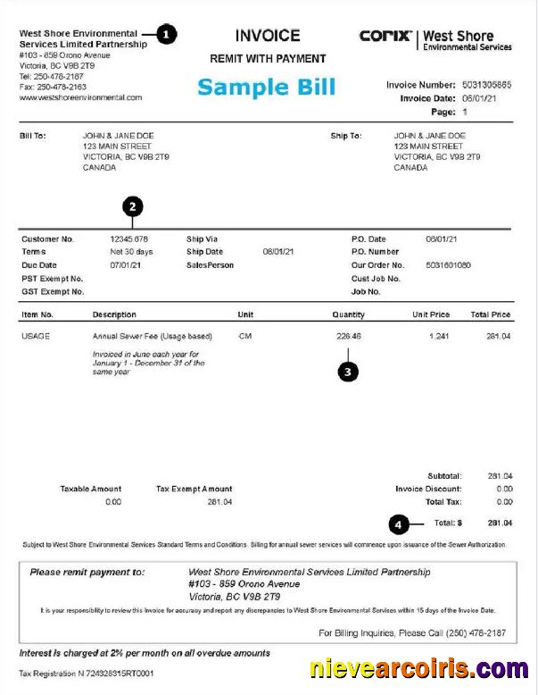 USA WEST SHORE utility bill